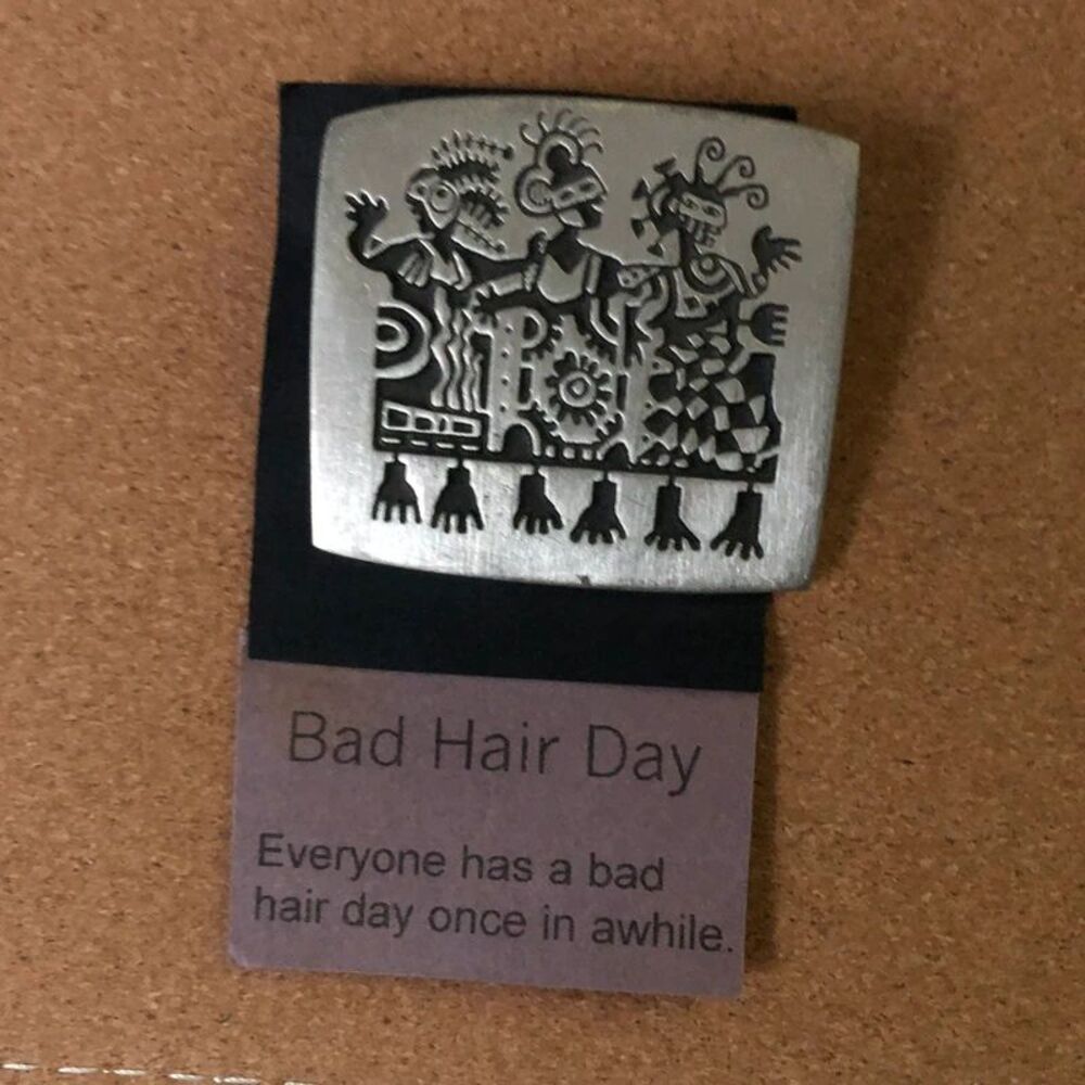 Vintage Alice Seely Bad Hair Day Pewter Brooch Pin